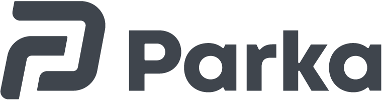 Das Bild zeigt ein Logo mit einem stilisierten P, gefolgt von dem Wort Parka in fettgedruckter, dunkelgrauer Schrift auf hellgrauem Hintergrund, das den Geist des Inselcampings und des Outdoor-Abenteuers heraufbeschwört.